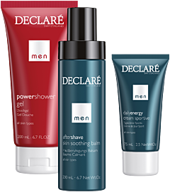 Declaré Men Set 14 = After Shave Skin Soothing Balm 200 ml + Daily Energy Cream Sportive 200 ml + Power Shower Gel 200 ml + Necessaire blau