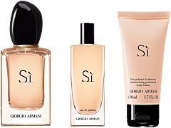 Giorgio Armani Sì Set = EdP Nat. Spray 50 ml + EdP Travel Spray 15 ml + Lait pour le Corps 75 ml